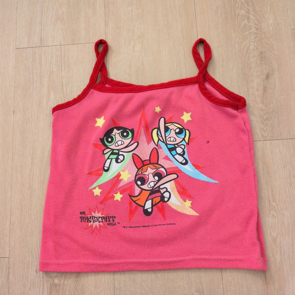 Vintage 1999 Powerpuff Girls Pink Camisole Tank Top Cartoon Network Y2K Small